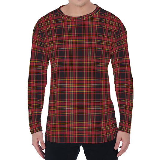 Red And Yellow Tartan Pattern Print Men's Long Sleeve T-Shirt