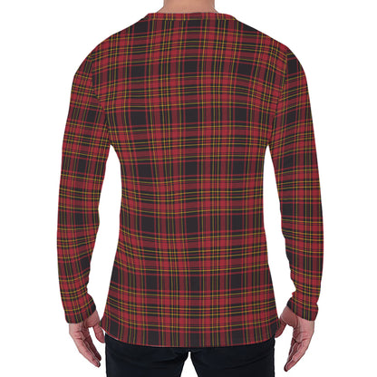 Red And Yellow Tartan Pattern Print Men's Long Sleeve T-Shirt