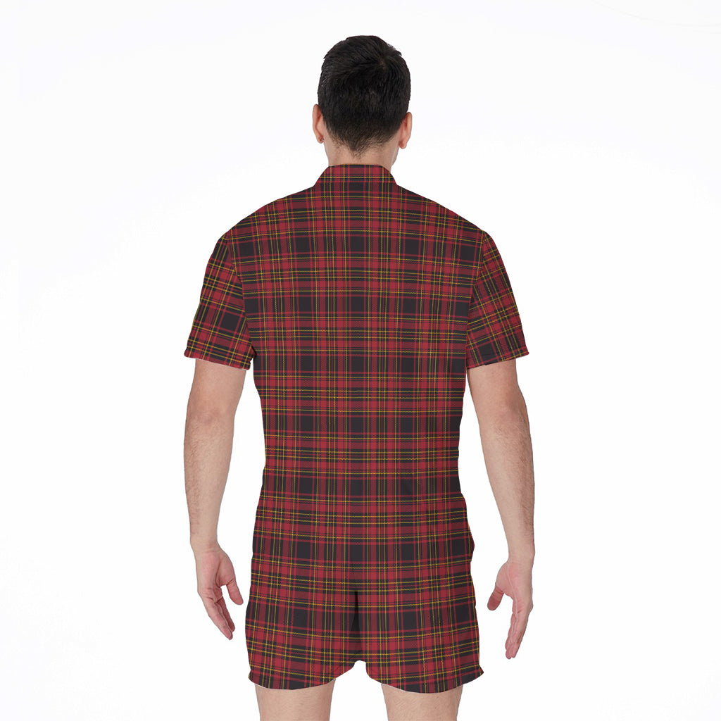 Red And Yellow Tartan Pattern Print Men's Rompers