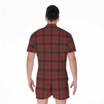 Red And Yellow Tartan Pattern Print Men's Rompers