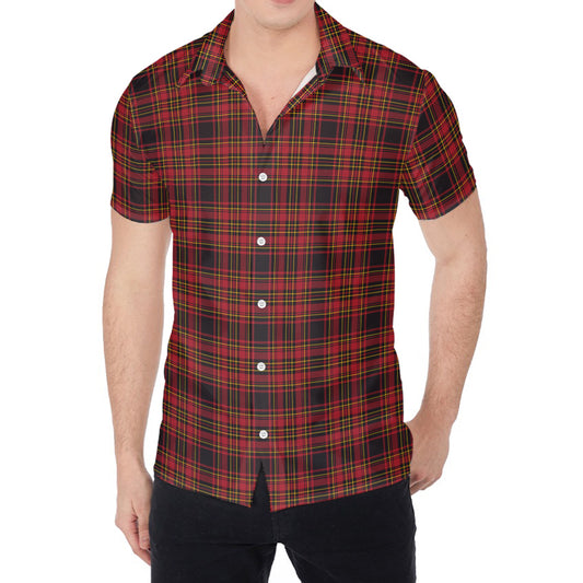 Red And Yellow Tartan Pattern Print Men's Shirt