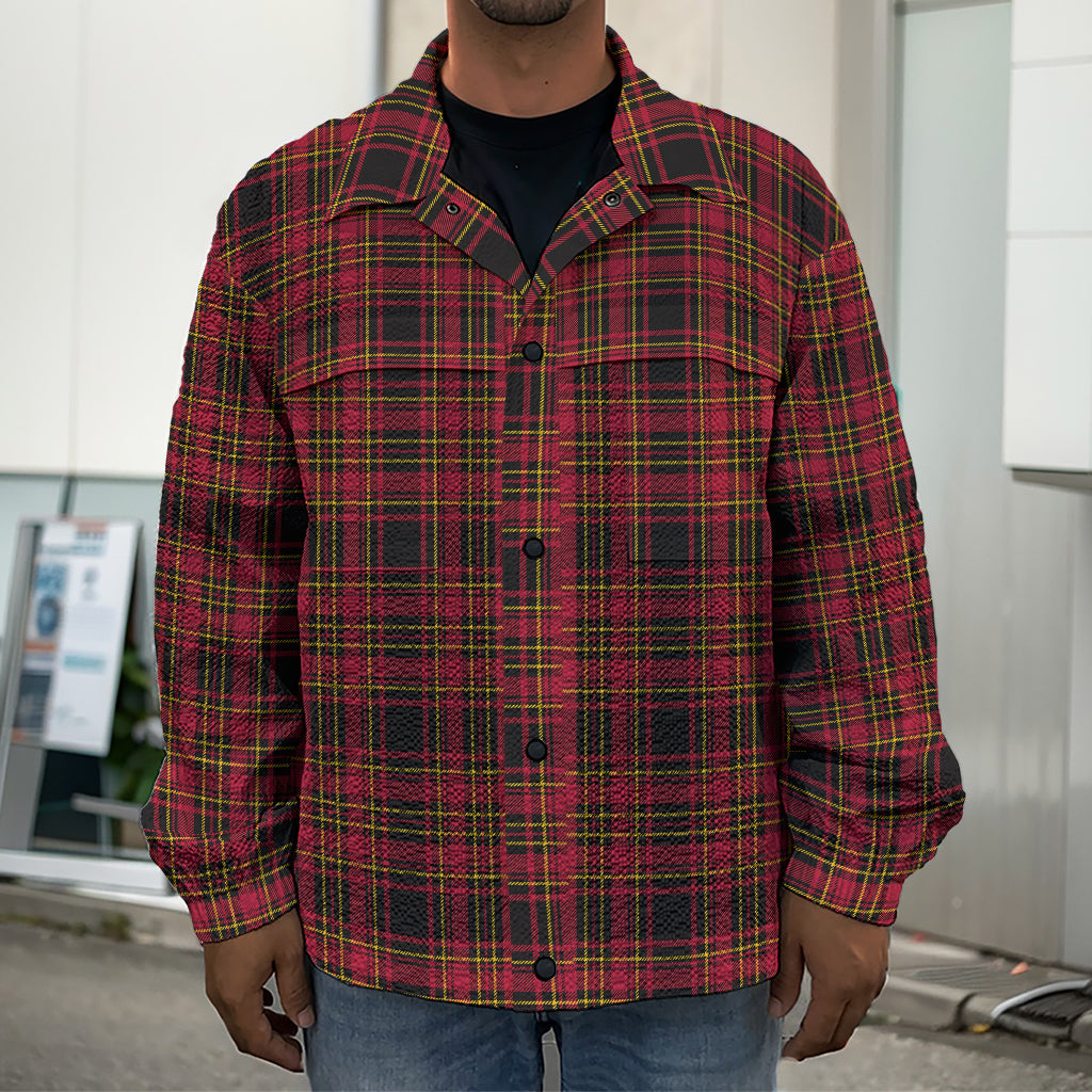 Red And Yellow Tartan Pattern Print Men's Shirt Jacket