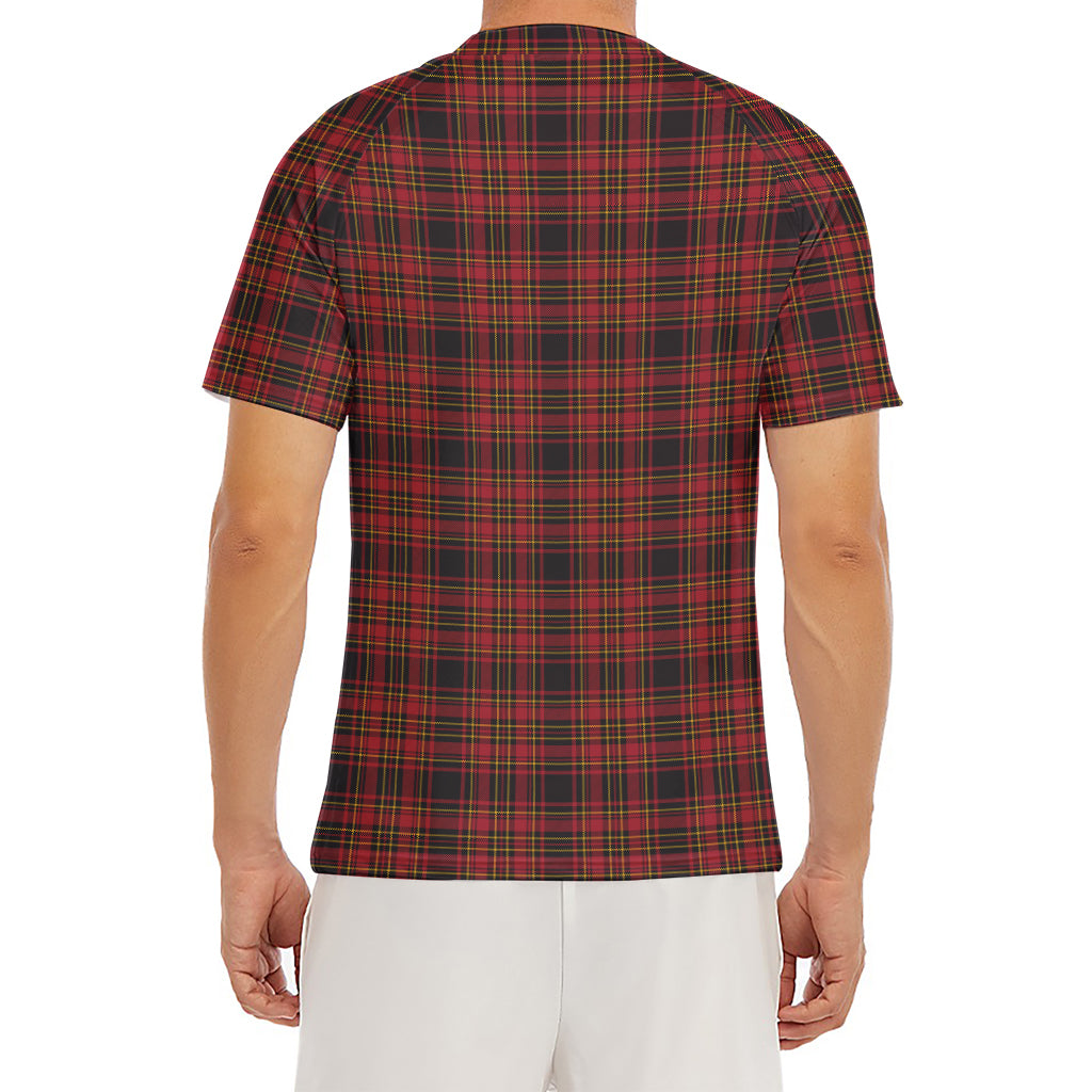 Red And Yellow Tartan Pattern Print Men's Short Sleeve Rash Guard