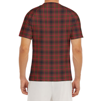 Red And Yellow Tartan Pattern Print Men's Short Sleeve Rash Guard