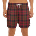 Red And Yellow Tartan Pattern Print Men's Split Running Shorts