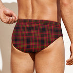 Red And Yellow Tartan Pattern Print Men's Swim Briefs