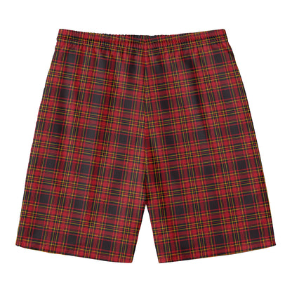 Red And Yellow Tartan Pattern Print Men's Swim Trunks
