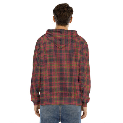 Red And Yellow Tartan Pattern Print Men's Velvet Pullover Hoodie