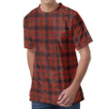 Red And Yellow Tartan Pattern Print Men's Velvet T-Shirt