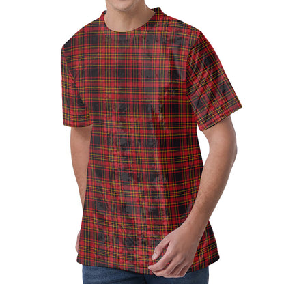 Red And Yellow Tartan Pattern Print Men's Velvet T-Shirt