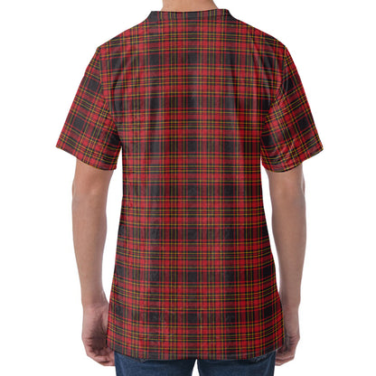 Red And Yellow Tartan Pattern Print Men's Velvet T-Shirt