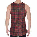 Red And Yellow Tartan Pattern Print Men's Velvet Tank Top