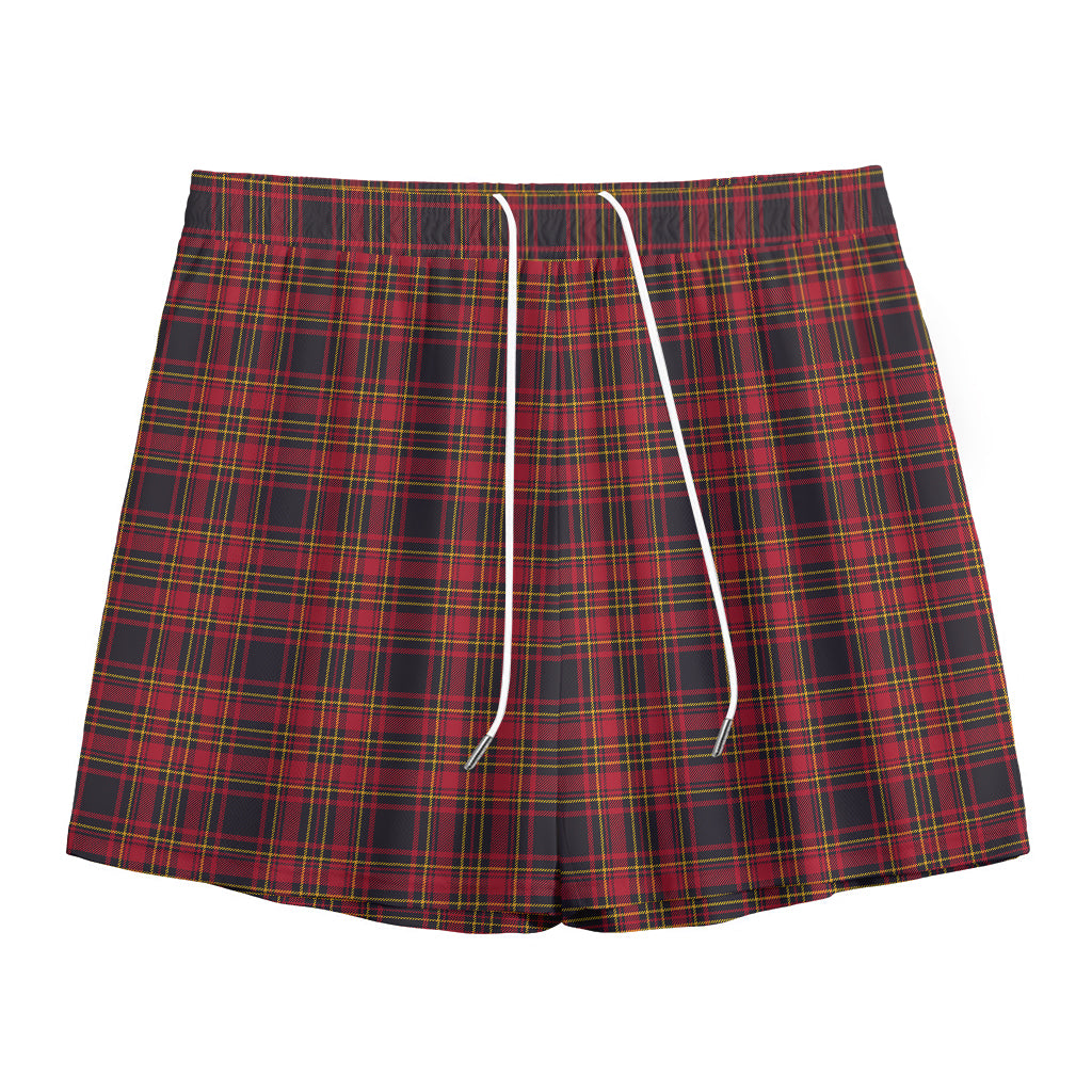 Red And Yellow Tartan Pattern Print Mesh Shorts
