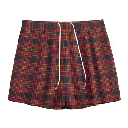 Red And Yellow Tartan Pattern Print Mesh Shorts