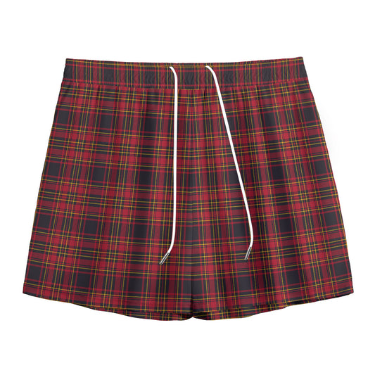 Red And Yellow Tartan Pattern Print Mesh Shorts