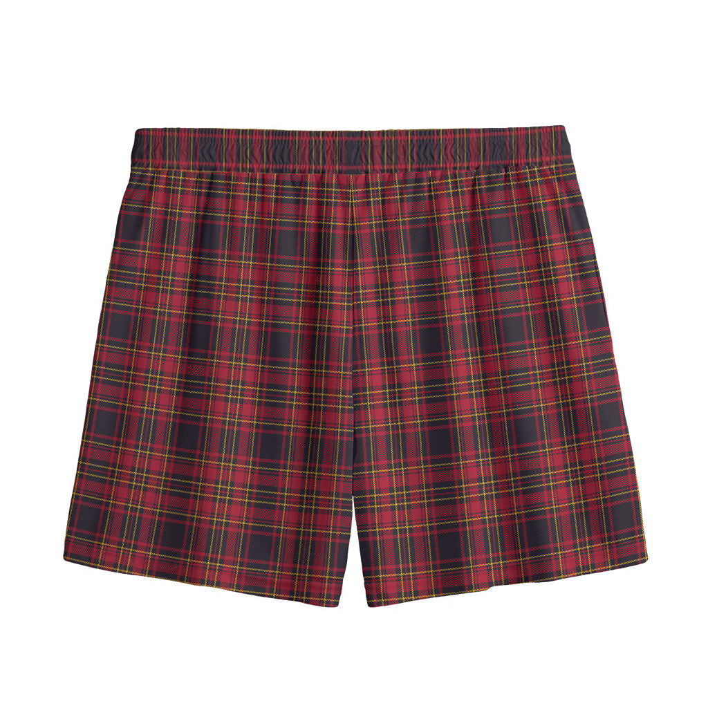 Red And Yellow Tartan Pattern Print Mesh Shorts