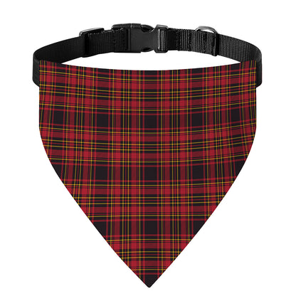 Red And Yellow Tartan Pattern Print Over The Collar Dog Bandana