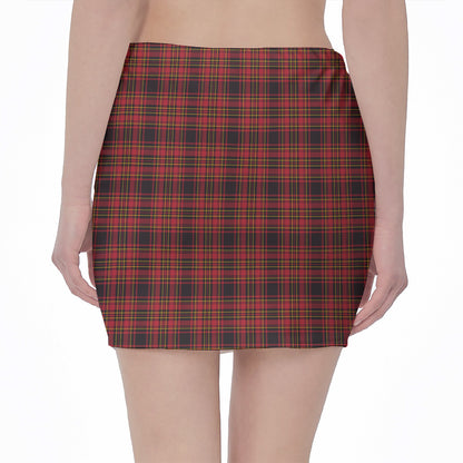 Red And Yellow Tartan Pattern Print Pencil Mini Skirt