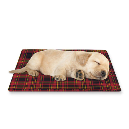 Red And Yellow Tartan Pattern Print Pet Cooling Mat Cover
