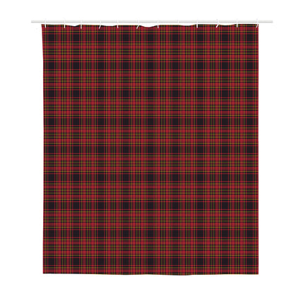 Red And Yellow Tartan Pattern Print Polyester Shower Curtain