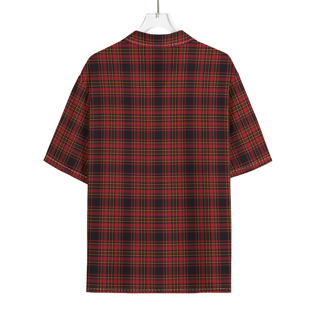 Red And Yellow Tartan Pattern Print Rayon Hawaiian Shirt