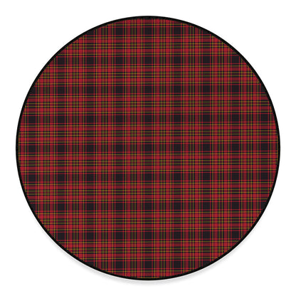 Red And Yellow Tartan Pattern Print Round Floor Mat