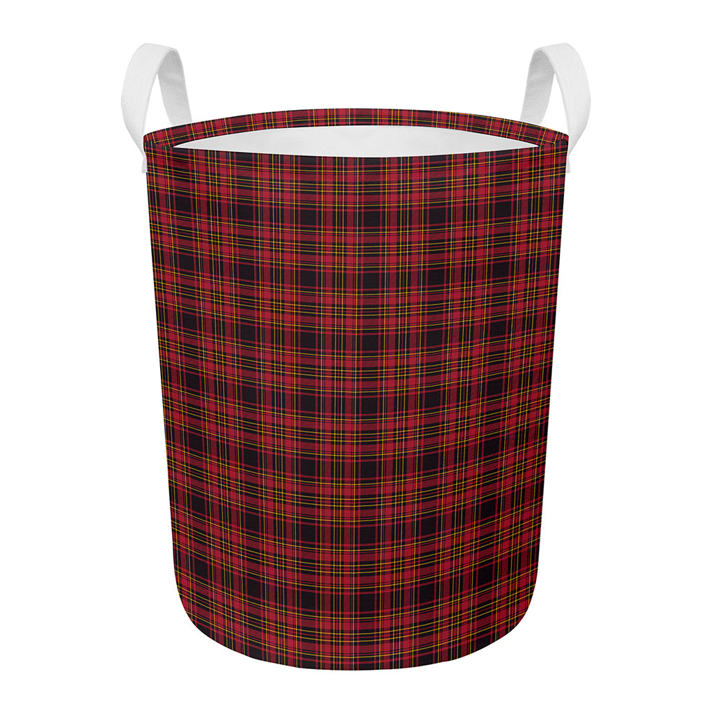 Red And Yellow Tartan Pattern Print Round Laundry Basket