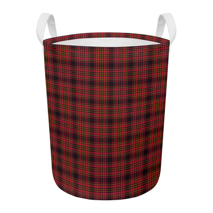 Red And Yellow Tartan Pattern Print Round Laundry Basket