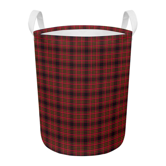 Red And Yellow Tartan Pattern Print Round Laundry Basket