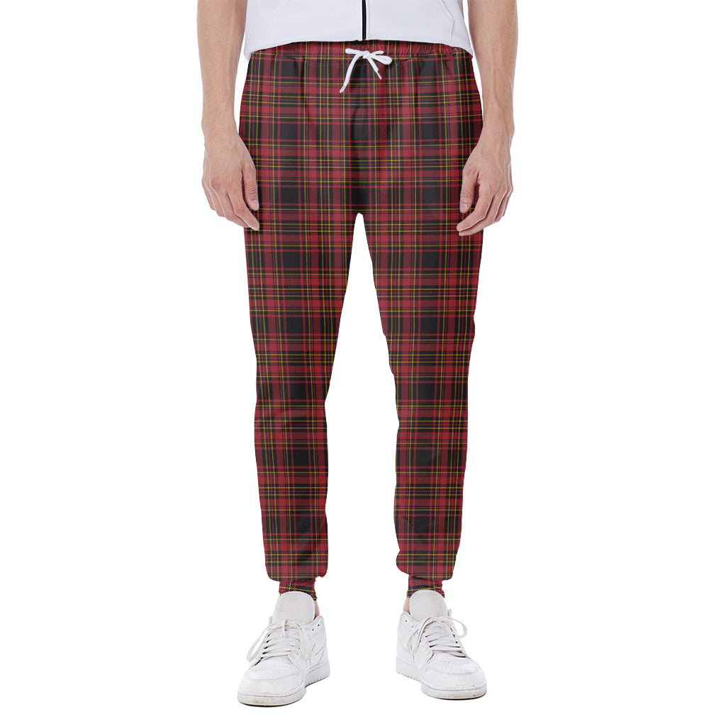 Red And Yellow Tartan Pattern Print Scuba Joggers