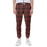 Red And Yellow Tartan Pattern Print Scuba Joggers