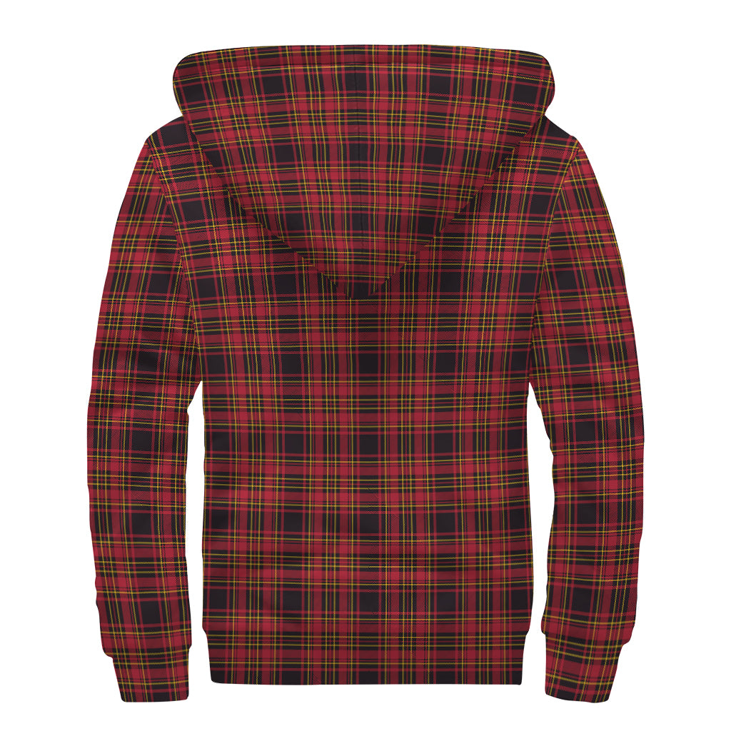 Red And Yellow Tartan Pattern Print Sherpa Lined Zip Up Hoodie