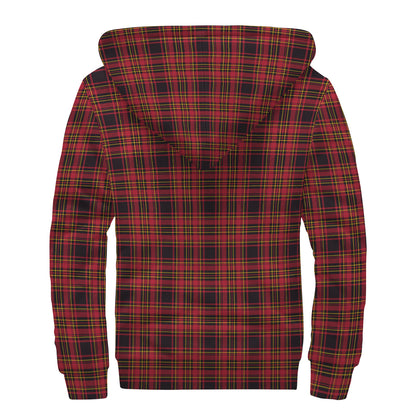 Red And Yellow Tartan Pattern Print Sherpa Lined Zip Up Hoodie