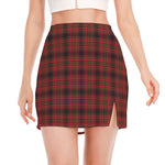 Red And Yellow Tartan Pattern Print Side Slit Mini Skirt