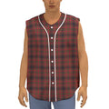 Red And Yellow Tartan Pattern Print Sleeveless Baseball Jersey