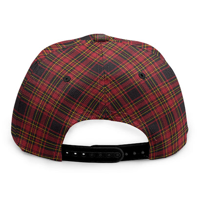 Red And Yellow Tartan Pattern Print Snapback Cap