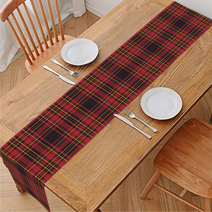 Red And Yellow Tartan Pattern Print Table Runner
