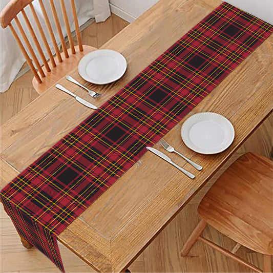 Red And Yellow Tartan Pattern Print Table Runner