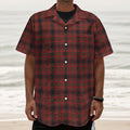 Red And Yellow Tartan Pattern Print Textured Short Sleeve Shirt