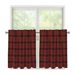 Red And Yellow Tartan Pattern Print Tier Curtains
