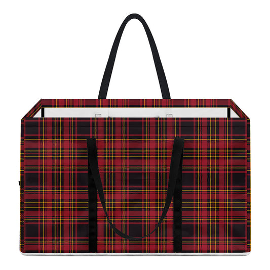 Red And Yellow Tartan Pattern Print Utility Tote Bag
