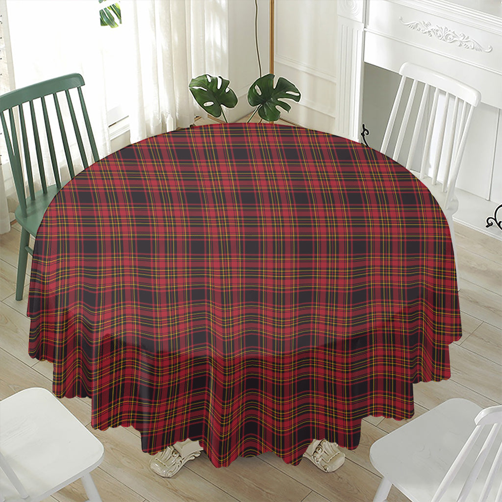 Red And Yellow Tartan Pattern Print Waterproof Round Tablecloth
