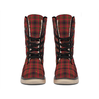 Red And Yellow Tartan Pattern Print Winter Boots