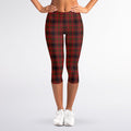 Red And Yellow Tartan Pattern Print Women's Capri Leggings