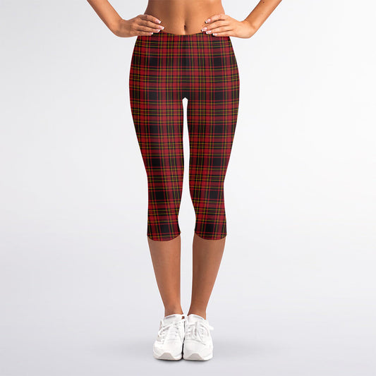 Red And Yellow Tartan Pattern Print Women's Capri Leggings