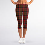 Red And Yellow Tartan Pattern Print Women's Capri Leggings