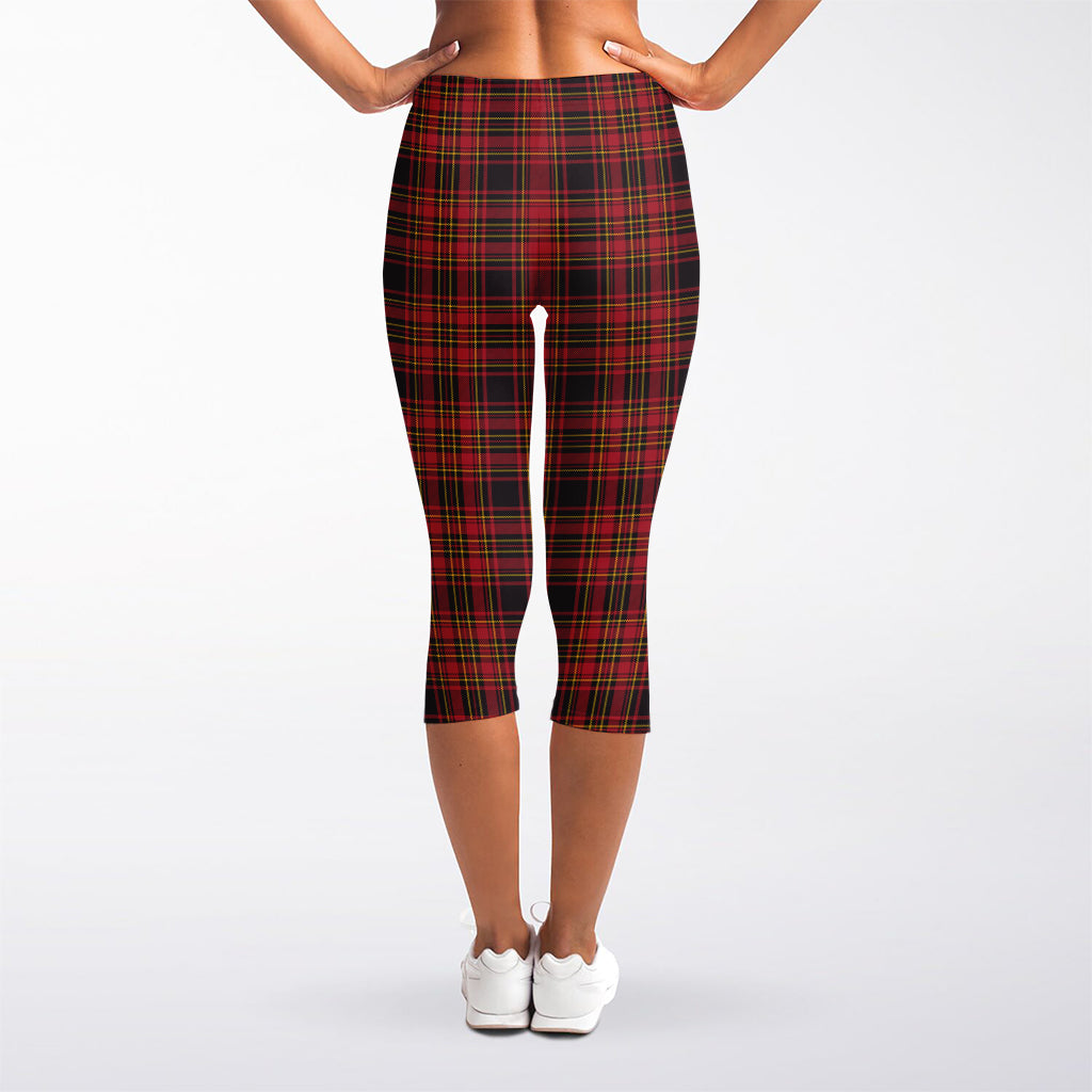 Red And Yellow Tartan Pattern Print Women's Capri Leggings