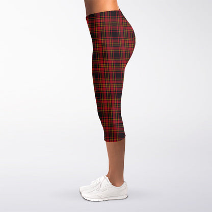 Red And Yellow Tartan Pattern Print Women's Capri Leggings