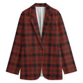 Red And Yellow Tartan Pattern Print Women's Cotton Blazer