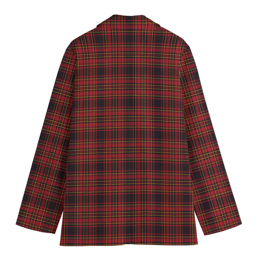 Red And Yellow Tartan Pattern Print Women's Cotton Blazer